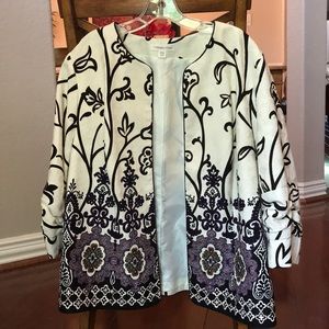 Coldwater Creek White w/black & purple Suit Jacket